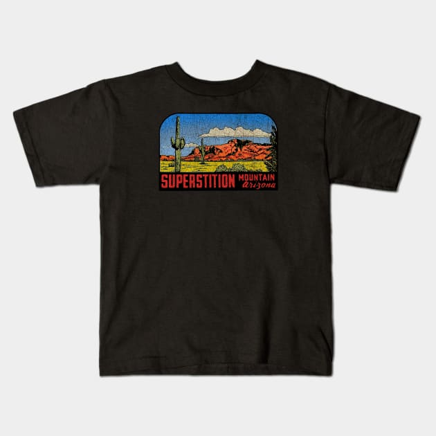 Superstition Mountain Arizona Kids T-Shirt by Midcenturydave